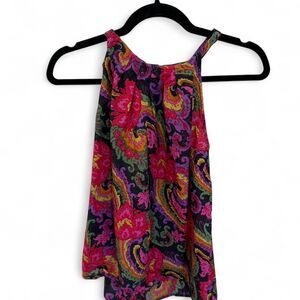 J.Crew multicoloured floral + paisley silk slip halter top Size S